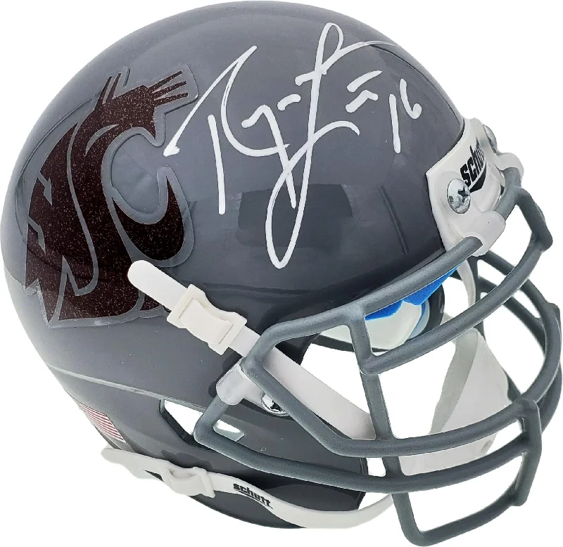 Green Football Helmet-Ryan Leaf Autographed Washington State Cougars Gray Schutt Mini Helmet Beckett BAS QR Stock #193978